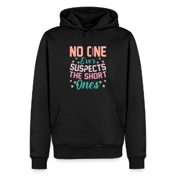 20 Personne ne soupçonne jamais les plus courts - Sweat à capuche Premium bio Homme - noir - Devant - Nico (187cm)
