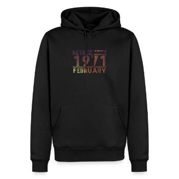 Retro Birthday February 1971 - Sunset line - Men’s Premium Organic Hoodie - black - Front - Nico (187cm)