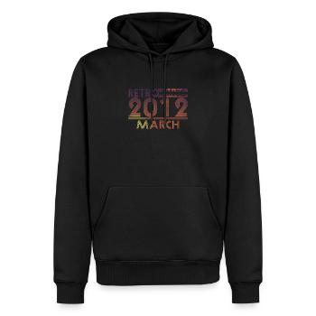 Retro Birthday March 2012 - Sunset line - Men’s Premium Organic Hoodie - black - Front - Nico (187cm)
