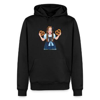MÄDCHEN DIRNDL BREZEL - Männer Premium Bio Hoodie - Schwarz - Vorne - Nico (187cm)