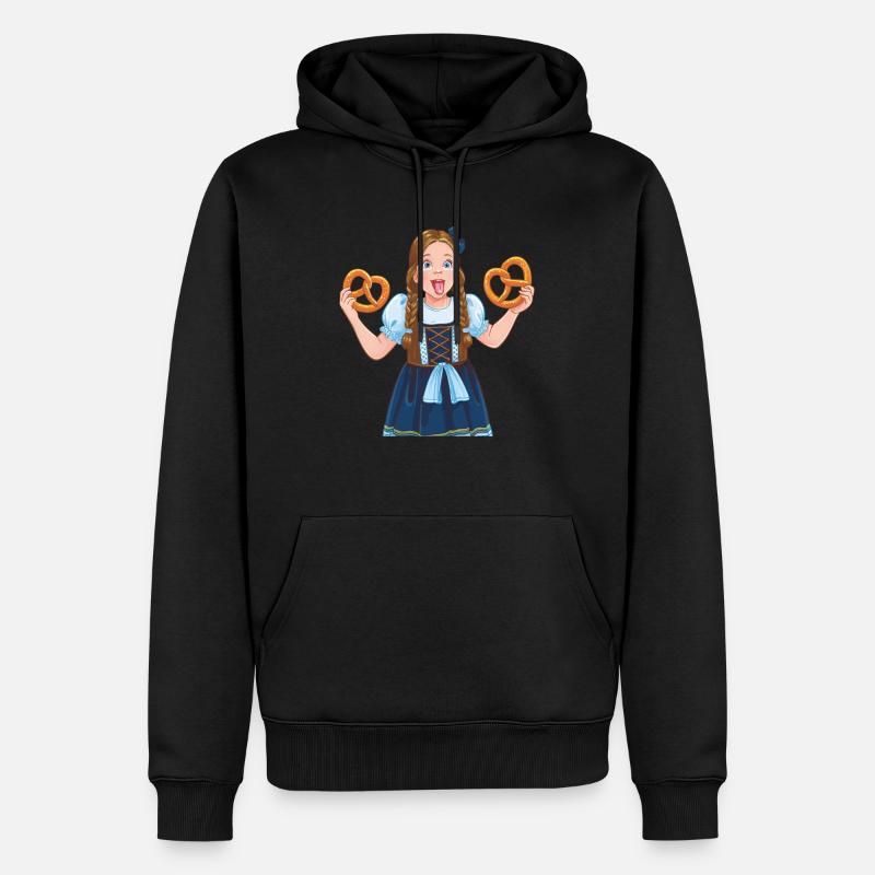 MÄDCHEN DIRNDL BREZEL - Männer Premium Bio Hoodie - Schwarz