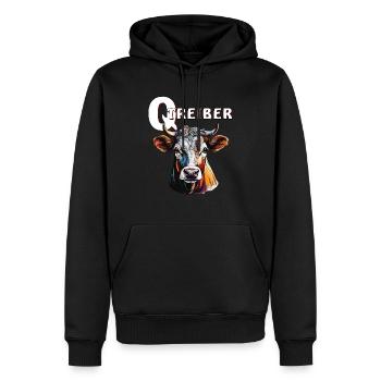 KUH Q-TREIBER - Männer Premium Bio Hoodie - Schwarz - Vorne - Nico (187cm)