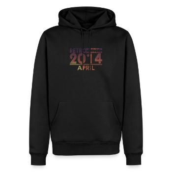 Anniversaire rétro avril 2014 - Ligne de coucher de soleil - Sweat à capuche Premium bio Homme - noir - Devant - Nico (187cm)
