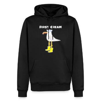 Première Crème Licorne Côtière - Sweat à capuche Premium bio Homme - noir - Devant - Nico (187cm)