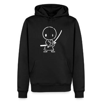 iaido - Männer Premium Bio Hoodie - Schwarz - Vorne - Nico (187cm)
