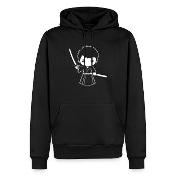 iaido - Männer Premium Bio Hoodie - Schwarz - Vorne - Nico (187cm)