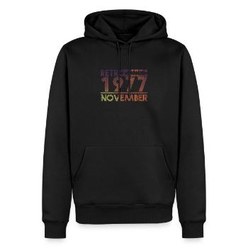 Retro Geburtstag November 1977 - Sunset line - Männer Premium Bio Hoodie - Schwarz - Vorne - Nico (187cm)