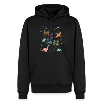 KIAN - Schöner Jungen Name mit Dinosaurier - Männer Premium Bio Hoodie - Schwarz - Vorne - Nico (187cm)