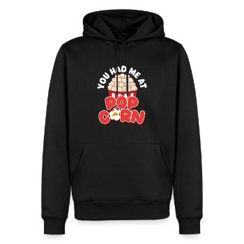 Du hattest mich bei Popcorn - Caramel Corn Popcorn Liebhaber - Männer Premium Bio Hoodie - Schwarz - Vorne - Nico (187cm)