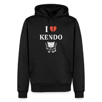 KENDO - Männer Premium Bio Hoodie - Schwarz - Vorne - Nico (187cm)