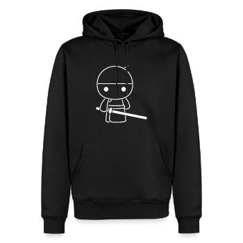 KENDO - Männer Premium Bio Hoodie - Schwarz - Vorne - Nico (187cm)