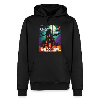 PAIX AMOUR HALLOWEEN - Sweat à capuche Premium bio Homme - noir - Devant - Nico (187cm)