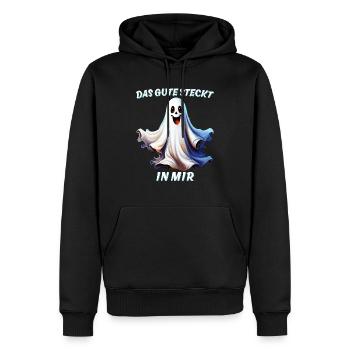 GEIST DAS GUTE STECKT IN MIR - Männer Premium Bio Hoodie - Schwarz - Vorne - Nico (187cm)
