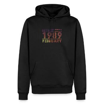 Retro Geburtstag February 1989 - Sunset line - Männer Premium Bio Hoodie - Schwarz - Vorne - Nico (187cm)