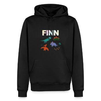 FINN - Schöner Jungen Name mit Dinosaurier - Männer Premium Bio Hoodie - Schwarz - Vorne - Nico (187cm)