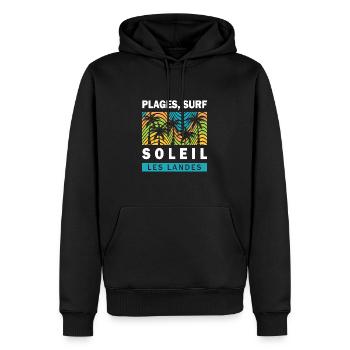 048s PLAGES SURF SOLEIL - Sweat à capuche Premium bio Homme - noir - Devant - Nico (187cm)