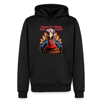 TRUTHAHN THANKSGIVING HAS COME - Männer Premium Bio Hoodie - Schwarz - Vorne - Nico (187cm)
