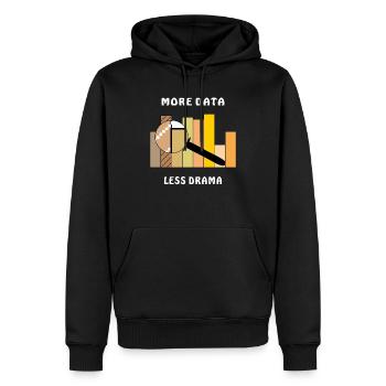 MORE DATA LESS DRAMA - Männer Premium Bio Hoodie - Schwarz - Vorne - Nico (187cm)