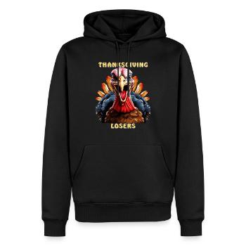TRUTHAHN THANKSGIVING LOSERS - Männer Premium Bio Hoodie - Schwarz - Vorne - Nico (187cm)