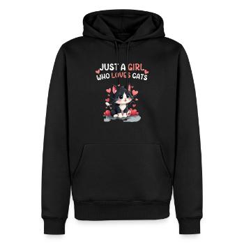Juste une fille qui aime les chats, chat mignon noir et blanc - Sweat à capuche Premium bio Homme - noir - Devant - Nico (187cm)