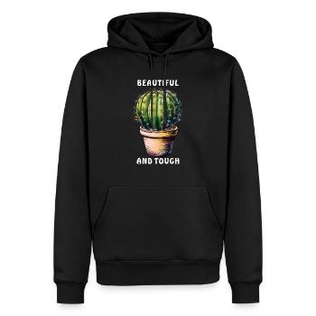 KAKTUS BEAUTIFUL AND TOUGH - Männer Premium Bio Hoodie - Schwarz - Vorne - Nico (187cm)