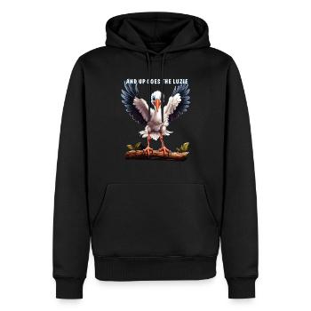 STORCH AND UP GOES THE LUCIE - Männer Premium Bio Hoodie - Schwarz - Vorne - Nico (187cm)