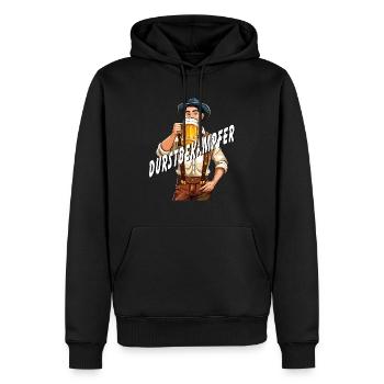 HOMME BIÈRE DÉSALTÉRANT - Sweat à capuche Premium bio Homme - noir - Devant - Nico (187cm)