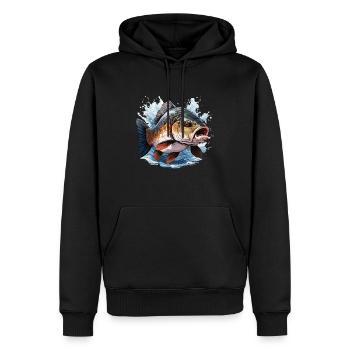 KARPFEN - Männer Premium Bio Hoodie - Schwarz - Vorne - Nico (187cm)