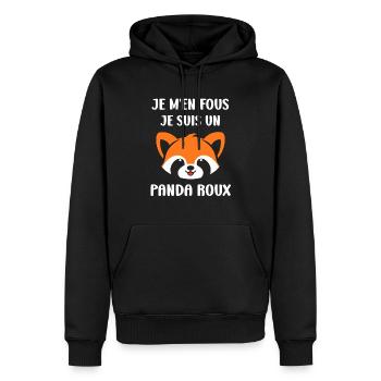 Panda roux - Sweat à capuche Premium bio Homme - noir - Devant - Nico (187cm)