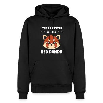 panda roux - Sweat à capuche Premium bio Homme - noir - Devant - Nico (187cm)