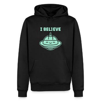 soucoupe volante - Sweat à capuche Premium bio Homme - noir - Devant - Nico (187cm)