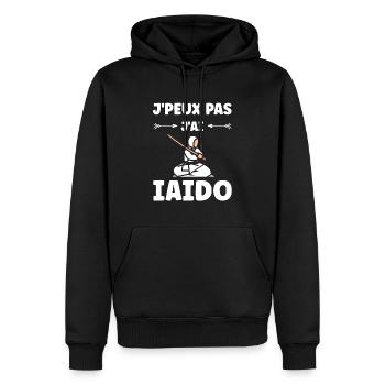 iaido - Sweat à capuche Premium bio Homme - noir - Devant - Nico (187cm)