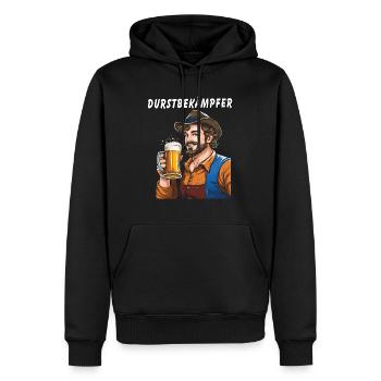 HOMME BIÈRE DÉSALTÉRANT - Sweat à capuche Premium bio Homme - noir - Devant - Nico (187cm)