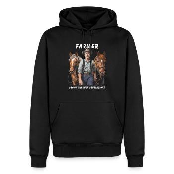 L’AGRICULTEUR A GRANDI DE GÉNÉRATION EN GÉNÉRATION - Sweat à capuche Premium bio Homme - noir - Devant - Nico (187cm)