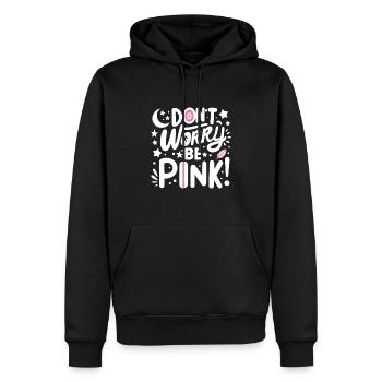 Mach dir keine Sorgen, sei pink! - Männer Premium Bio Hoodie - Schwarz - Vorne - Nico (187cm)