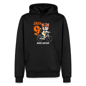 KATZE FAHRRAD MUSS WEITER ZACK NEUN - Männer Premium Bio Hoodie - Schwarz - Vorne - Nico (187cm)