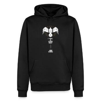 Keep going Nordisches Motivations Design - Männer Premium Bio Hoodie - Schwarz - Vorne - Nico (187cm)