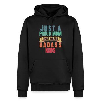 Juste une maman fière qui a élevé des enfants durs à cuire drôles - Sweat à capuche Premium bio Homme - noir - Devant - Nico (187cm)