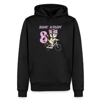 VÉLO CHAT BAAM !! DÉJÀ HUIT - Sweat à capuche Premium bio Homme - noir - Devant - Nico (187cm)
