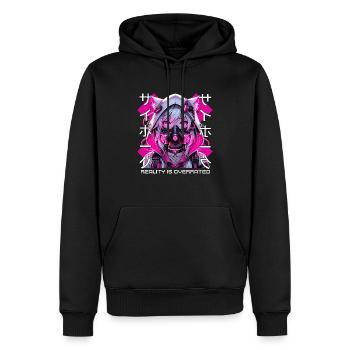 Cyberpunk Anime Fille Cyborg Futuriste Japonais - Sweat à capuche Premium bio Homme - noir - Devant - Nico (187cm)