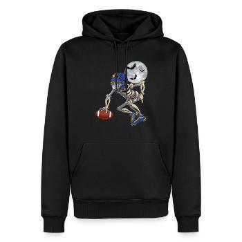 Drôle Squelette Jouant Au Football Joyeux Halloween - Sweat à capuche Premium bio Homme - noir - Devant - Nico (187cm)