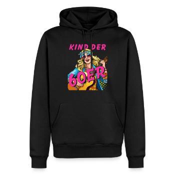 FEMME ENFANT DES ANNÉES 60 - Sweat à capuche Premium bio Homme - noir - Devant - Nico (187cm)