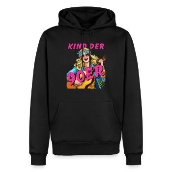 FEMME ENFANT DES ANNÉES 90 - Sweat à capuche Premium bio Homme - noir - Devant - Nico (187cm)