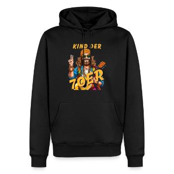HOMME ENFANT DES ANNÉES 70 - Sweat à capuche Premium bio Homme - noir - Devant - Nico (187cm)