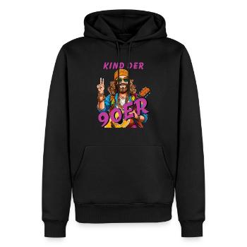 HOMME ENFANT DES ANNÉES 90 - Sweat à capuche Premium bio Homme - noir - Devant - Nico (187cm)