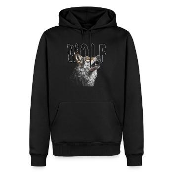 WOLF - Männer Premium Bio Hoodie - Schwarz - Vorne - Nico (187cm)