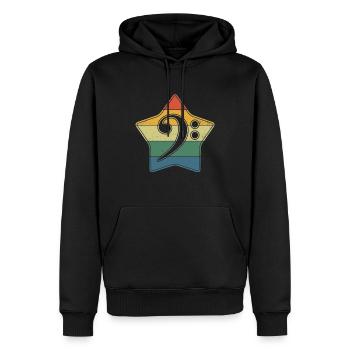Clé de Fa Note de Musique Rétro Vintage Star - Sweat à capuche Premium bio Homme - noir - Devant - Nico (187cm)
