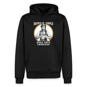 MAN BAVARIAN RUMBLE IN NO TIME AT ALL TOOTH GAP - Men’s Premium Organic Hoodie - black - Front - Nico (187cm)