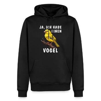 JA, ICH HABE EINEN VOGEL - Männer Premium Bio Hoodie - Schwarz - Vorne - Nico (187cm)