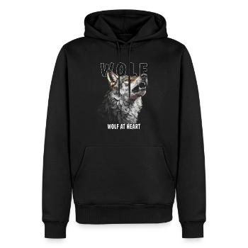 WOLF AT HEART - Männer Premium Bio Hoodie - Schwarz - Vorne - Nico (187cm)